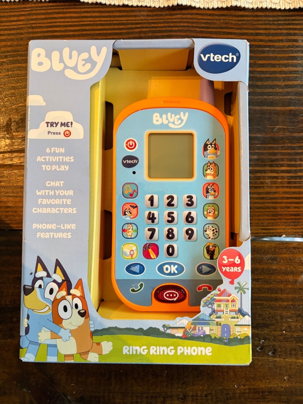 Bluey Ring Ring Phone Toy - Orange/Blue